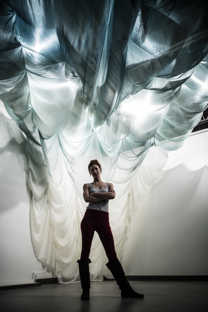 Abbie R Powers silk installation art